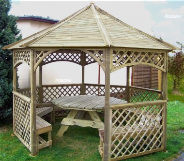 Gazebo 421 - Octagonal, Pressure Treated, Slatted Roof