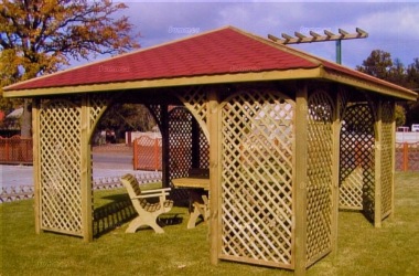 Gazebo 426 - Hipped, Pressure Treated, Trellis