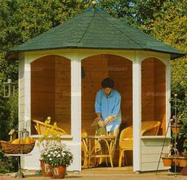 Wooden Gazebo 241 - Octagonal Log Cabin, 28mm Logs