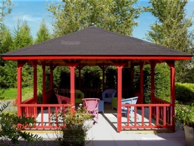 Wooden Gazebo 327 - Hipped Roof, Felt Tiles