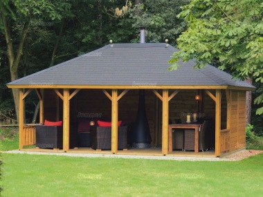 Wooden Gazebo 328 - Hipped Roof, Felt Tiles