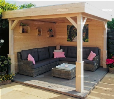 Wooden Gazebo 368 - Pent Roof, Fully Boarded Walls