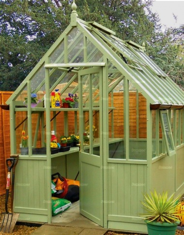 Painted Cedar Victorian Greenhouse 631 - Part Boarded Painted Cedar Victorian Greenhouse 631 - Part Boarded