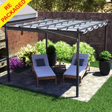 Repackaged Metal Gazebo 110 - Powder Coated Aluminium, Retractable Canopy Repackaged Metal Gazebo 110 - Powder Coated Aluminium, Retractable Canopy