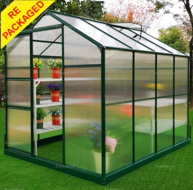 Repackaged Aluminium Greenhouse 080 - Green, Polycarbonate, Base Included Repackaged Aluminium Greenhouse 080 - Green, Polycarbonate, Base Included